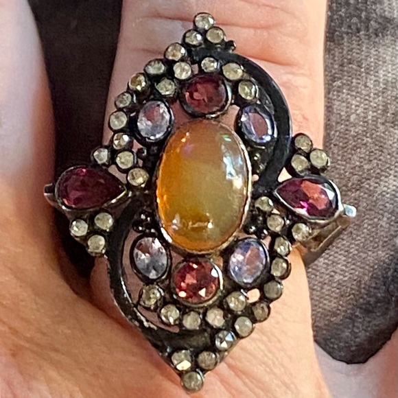 NWOT 5.50 CTW STUNNING NATURAL OPAL , TANZANITE, RUBY AND GENUINE DIAMONDS RING - Picture 10 of 13